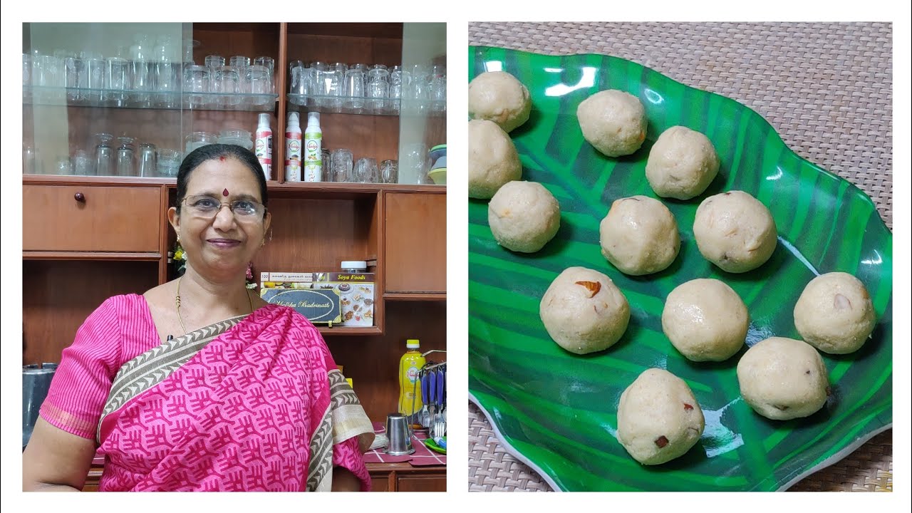 Rawa Laadu/ரவா லாடு -செய்வது சுலபம் -எல்லா பண்டிகைகளுக்கும் ஏற்றது – Mallika Badrinath