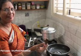 Lunch: Vendhaya Keerai Paruppu, Pavakkai fry(Stuffed Bittergourd)