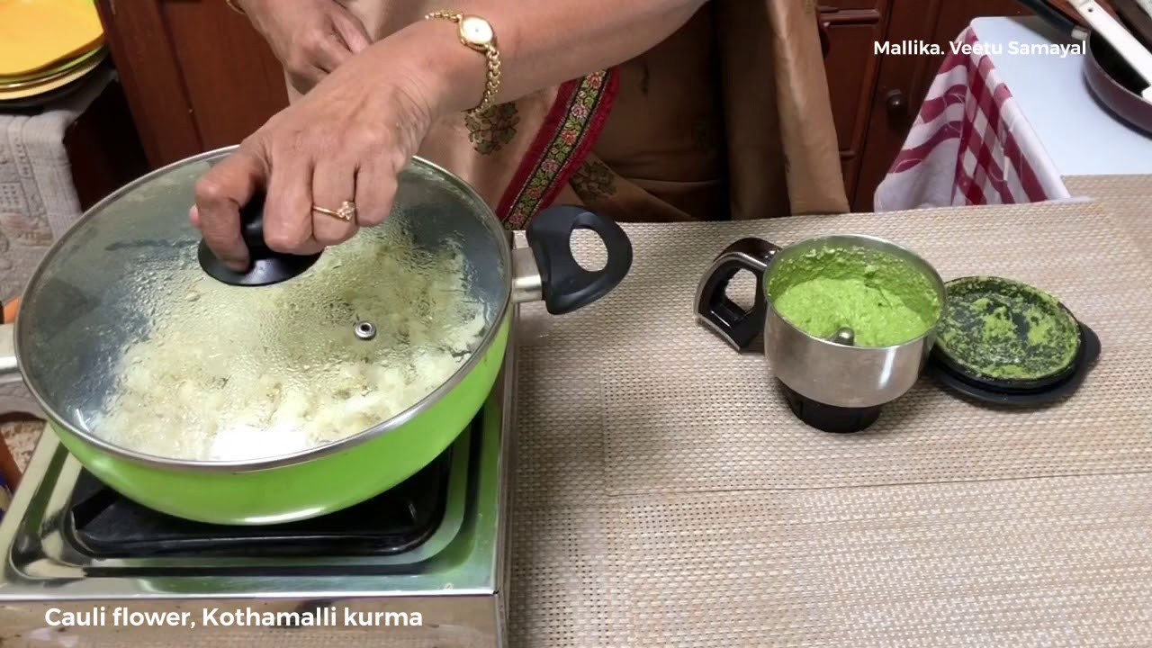 இட்லிக்கான காலிப்ளவர் கொத்தமல்லி குருமா/ No onion No garlic Cauliflower, Kothamalli Kurma