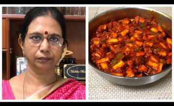Cut Mango Pickle/ மாங்காய் ஊறுகாய் பூண்டு சேர்த்தது – மல்லிகா பத்ரிநாத்