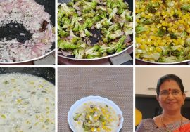 Kurma with Broccoli, Paneer & Sweetcorn- Vegetable kurma – Tiffin Side Dish – Mallika Badrinath