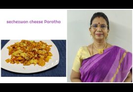 #Shorts133:Schezwan cheese paratha – Leftover conversion- Lunch box idea – Mallika Badrinath