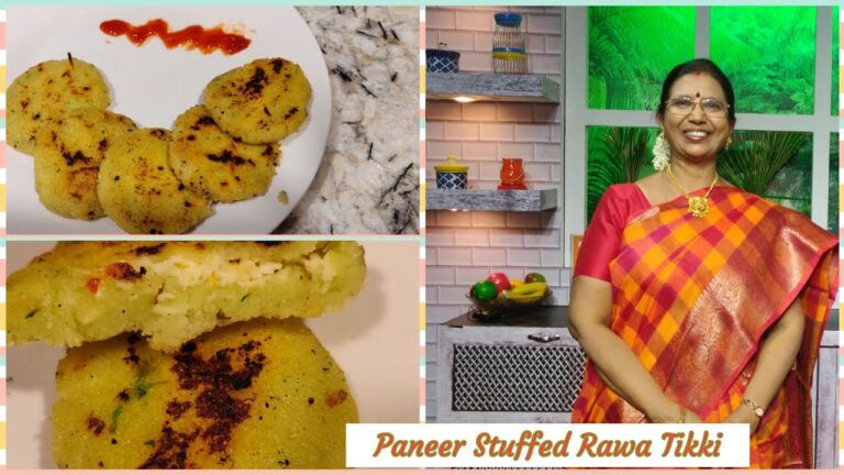 #Shorts 184 – ரவை இருந்தால் புது டிபன் செய்யலாம்.Paneer stuffed Rawa Tikki -Mallika Badrinath